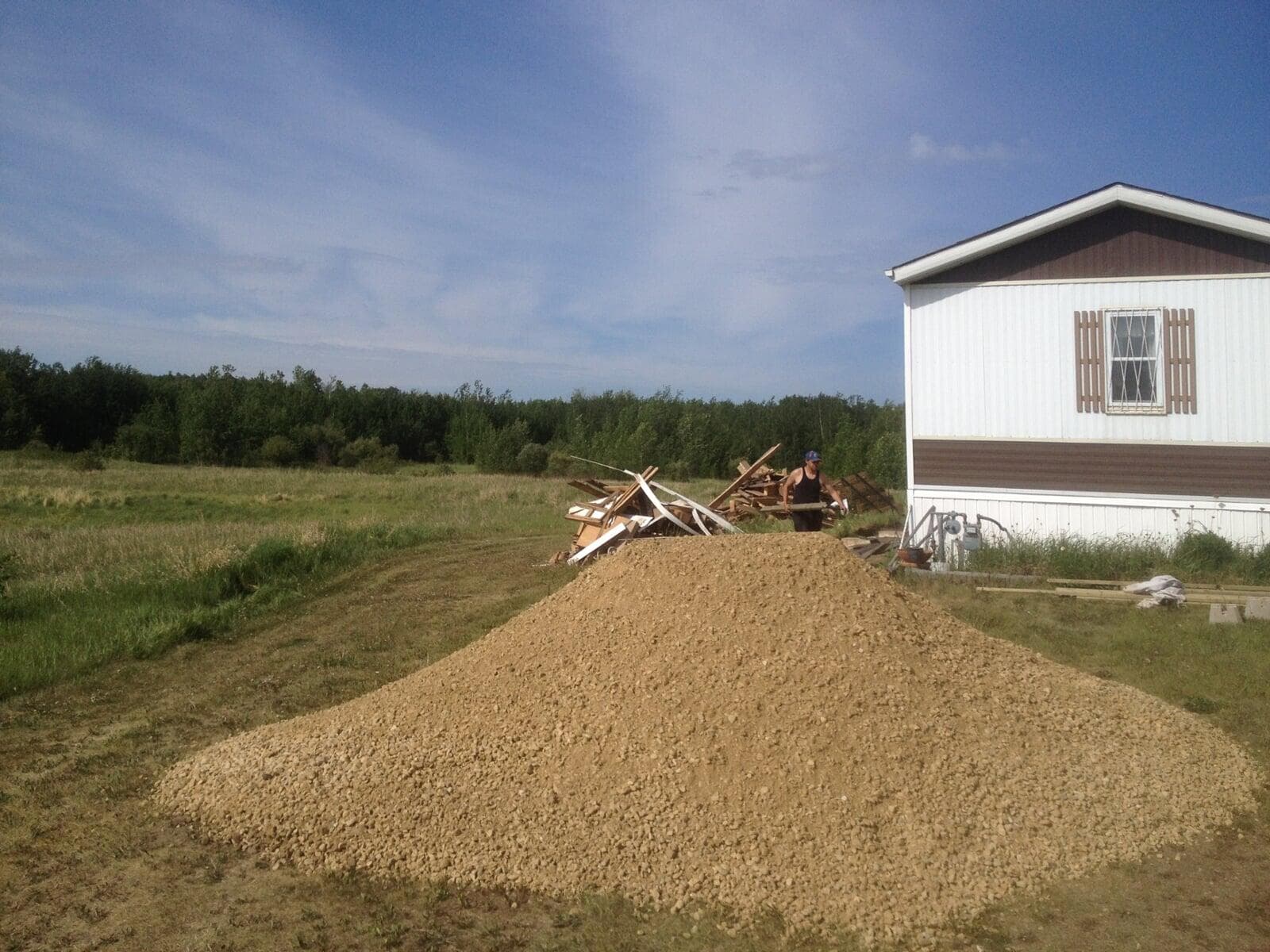 Outside deck repair with gravel pile